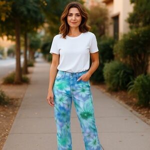 Urban Outfitters Blue and Green Straight Leg Jeans